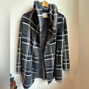 Anthropologie Field of Flowers Plaid Hooded Sweater Cardigan/Coat